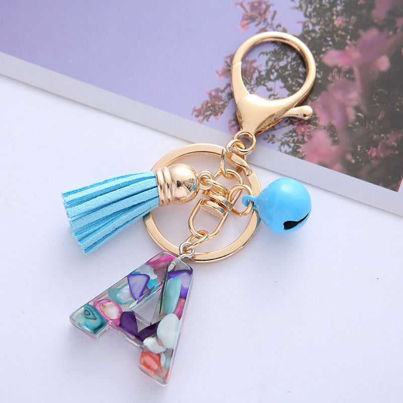 Wholesale English Alphabet Tassel Pendant Resin Drop Glue Keychains